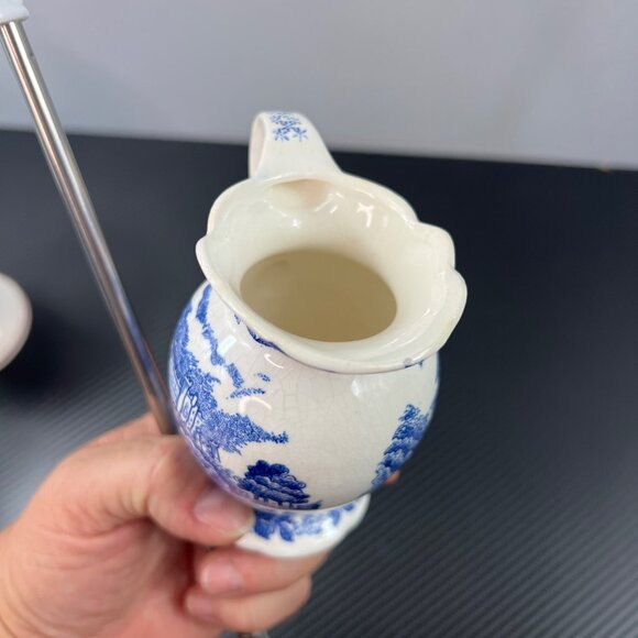 Vintage Norleans Blue & White Ceramic Pitcher Castle Landscape Design Japan - Picture 8 of 10